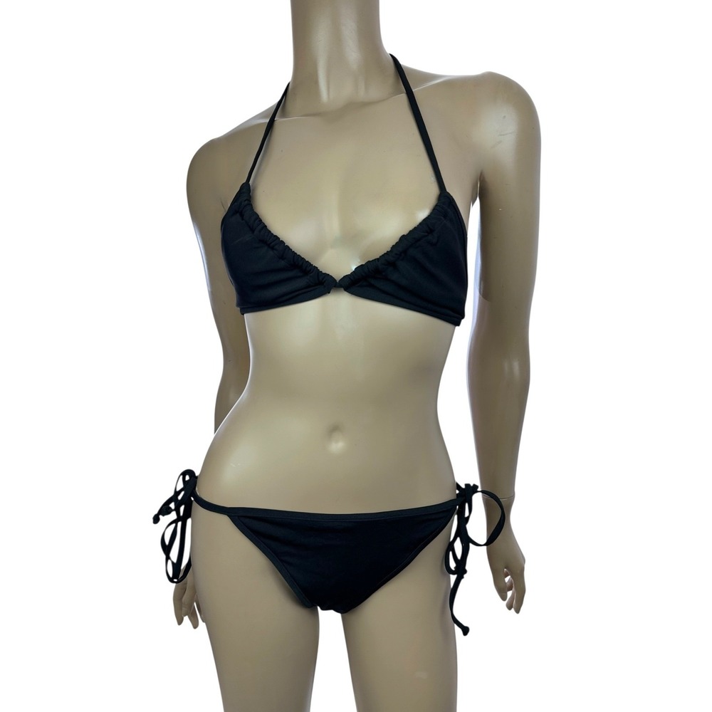 Majestic Swim Black Triangle String Bikini Size M Polyester & Spandex